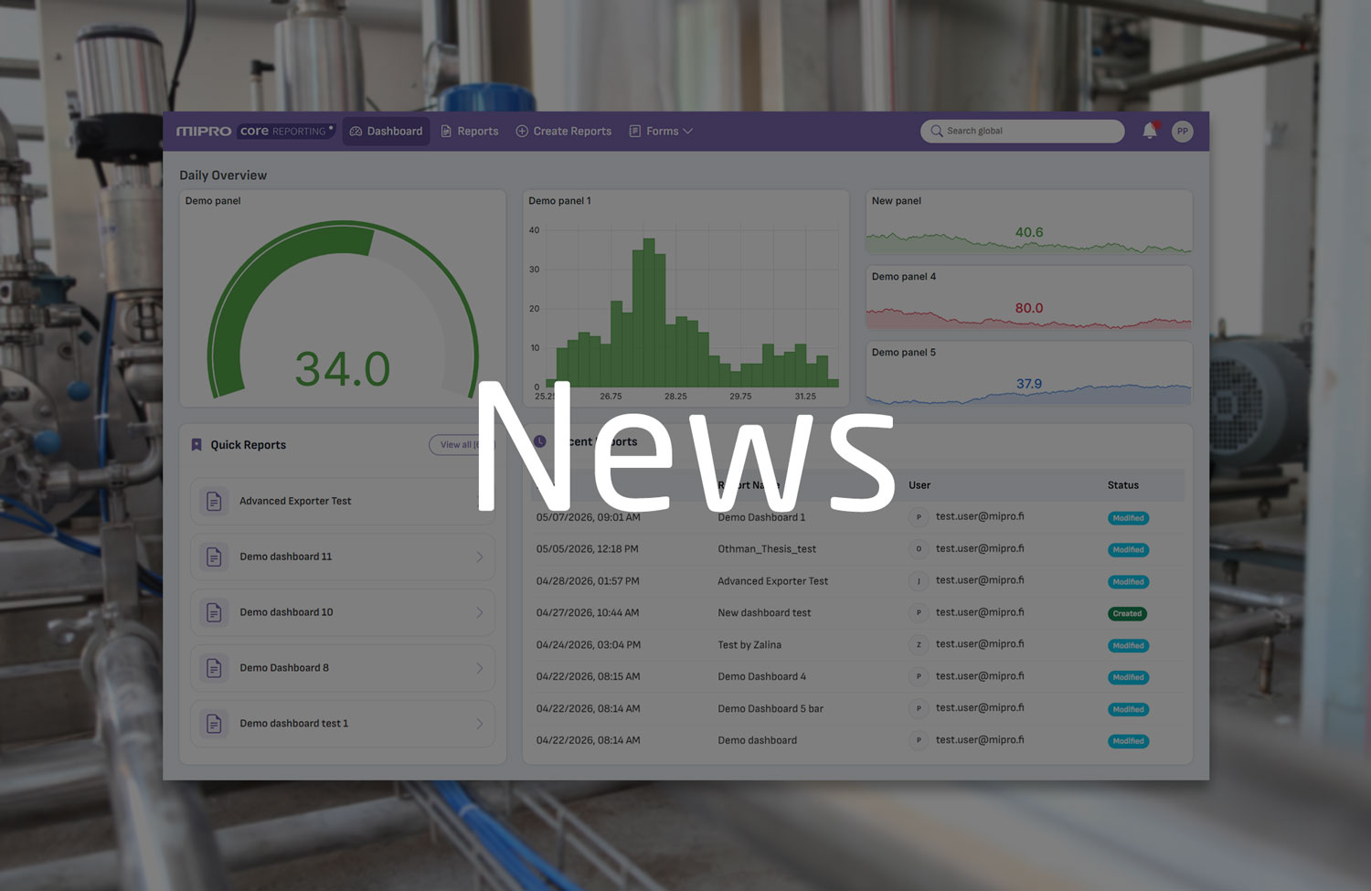 Mipro Core Reporting upgraded to Version 3.0